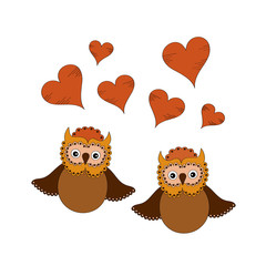Owls couple in love vector illustration