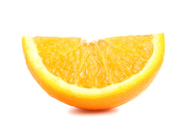 delicious and large slices of an orange isolated on a white background