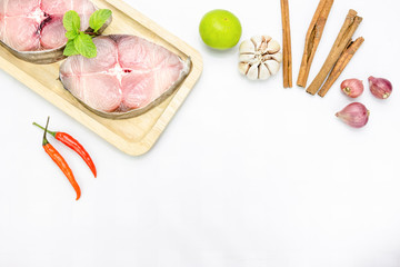 Fillet of Spanish Mackerel Slide on chopping block,Scomberomorus