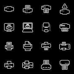 Vector line printer icon set. Printer Icon Object, Printer Icon Picture, Printer Icon Image - stock vector