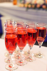 glasses of red wine to the line