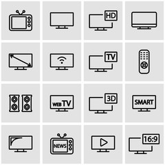 Vector line tv icon set. TV Icon Object, TV Icon Picture, TV Icon Image - stock vector - 105314284