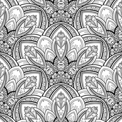 Vector Seamless Monochrome Ornate Pattern