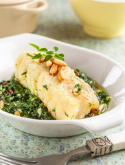 Cod fillet with spinach