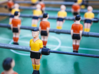 Table football Soccer players game with Red and yellow Team
