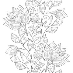 Vector Seamless Monochrome Floral Pattern