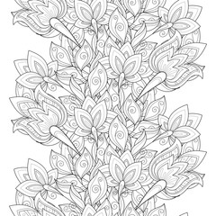 Vector Seamless Monochrome Floral Pattern