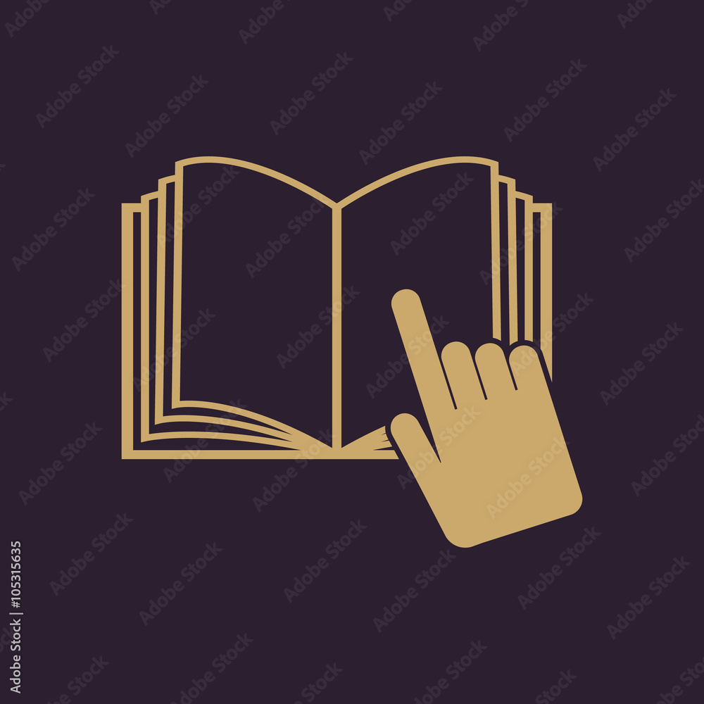 Poster the open book icon. manual and tutorial, instruction symbol. flat