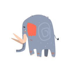 Sad Blue Elephant Walking 