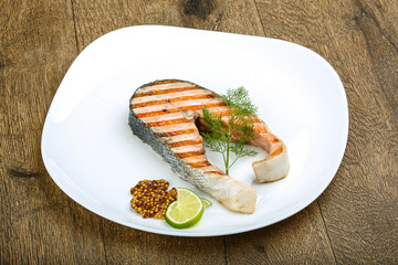 Grilled salmon steak