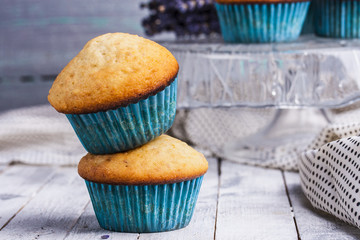 banana muffins on the wooden table