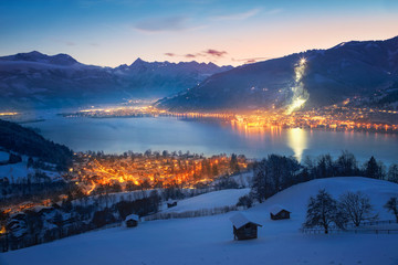 View over Zell am See, Austria - obrazy, fototapety, plakaty