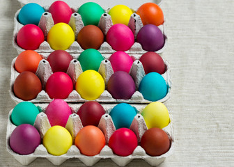 Multi-colored Easter eggs.