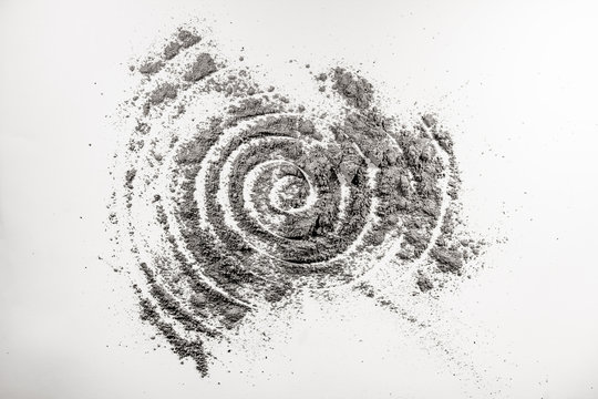 Spiral shape helix drawing in spattered ash