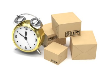 Package and alarm clock, delivery concept