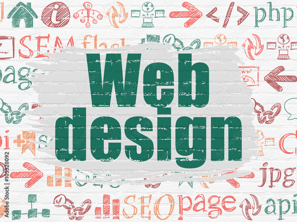 Aufkleber web design concept: web design on wall background