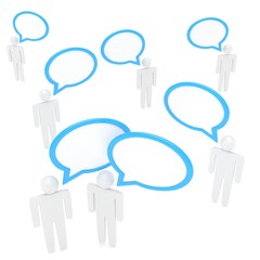 people with talk bubbles isolated over a white background