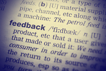 Fototapeta premium Definition of word Feedback in dictionary. Retro filter