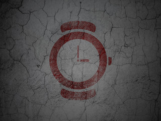 Time concept: Watch on grunge wall background