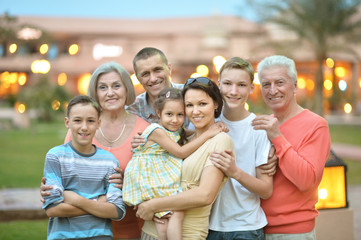 Family relaxing at resort