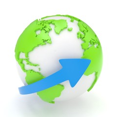Fototapeta premium Arrow and Earth globe. 3d render