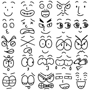 vector set of cartoon faces