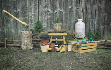 Fototapeta premium Gardening Tools and Equipment