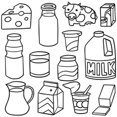 vector set of milk product