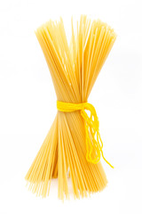 Uncooked Italian spaghetti isolated