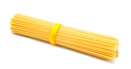 Uncooked Italian spaghetti isolated