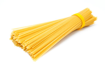 Uncooked Italian spaghetti isolated