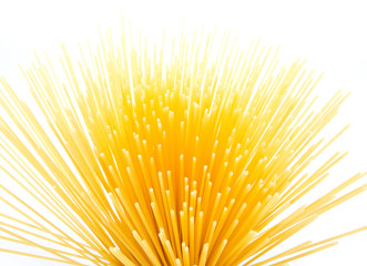 Uncooked Italian spaghetti isolated