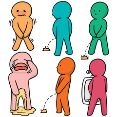 vector set of man peeing
