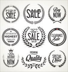 Sale Retro vintage laurel wreath labels