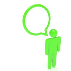 3d man with talk bubbles isolated over a white background