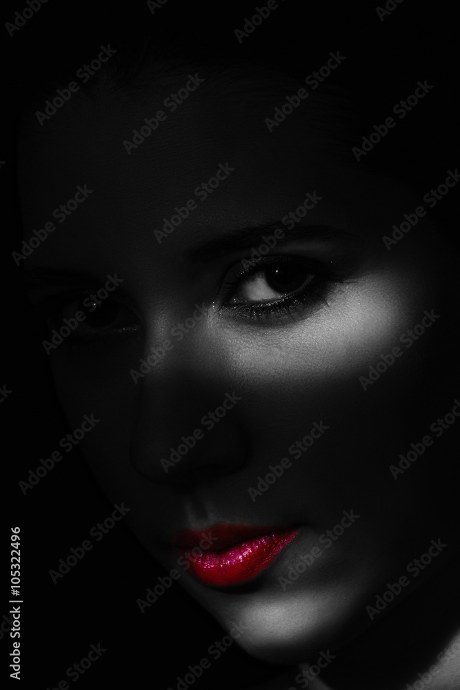 Canvas Prints Artistic beauty portrait of young woman with creative lighting