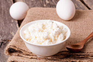 fresh cottage cheese closeup