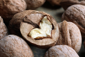 walnuts are smashed close up