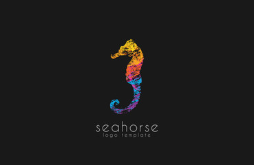 Seahorse logo. Sea logo. Water logo. Ocean logo. Beautiful logo. Colorful logo design. Creative logo © michaelrayback