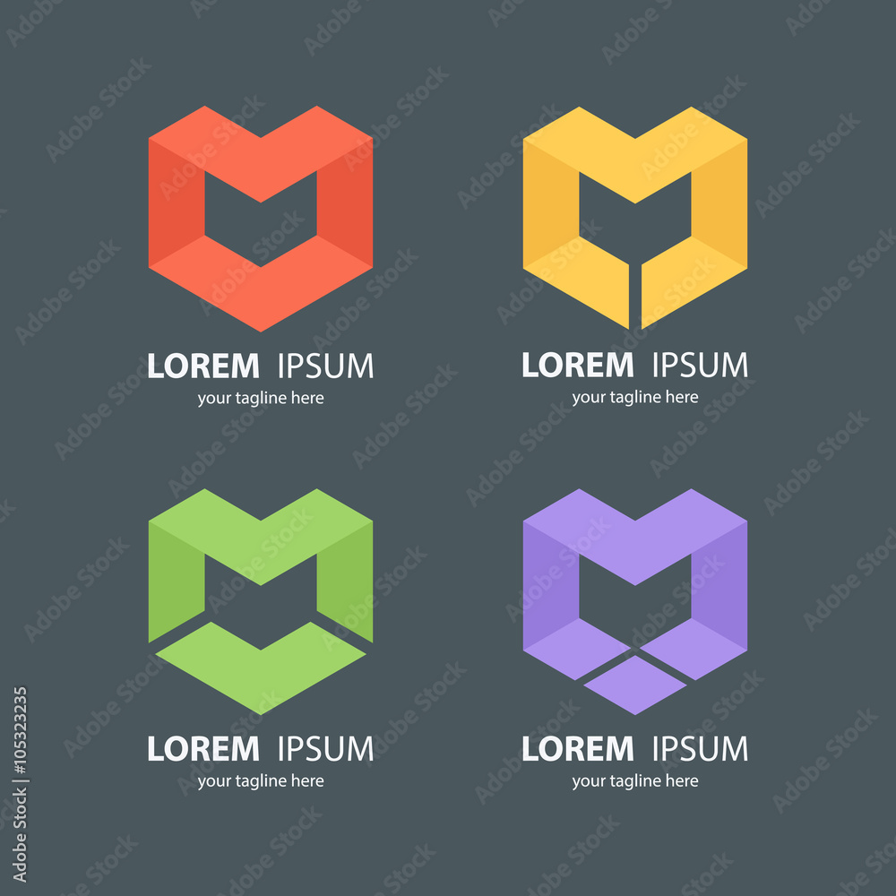 Poster set of letter m abstract design logos. graphic design element m letter. vector illustration.