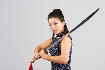 Woman in japanese martial art concept