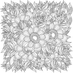 Pattern for coloring book. Ethnic retro design