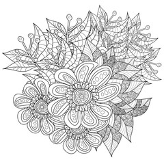 Pattern for coloring book. Ethnic retro design