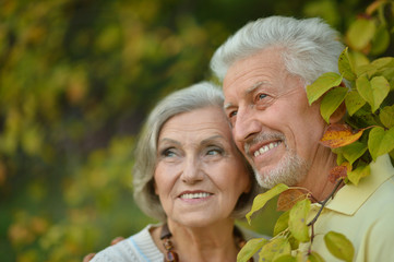 mature couple   in summer park