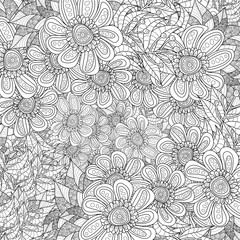 Pattern for coloring book. Ethnic retro design