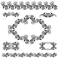 Vector set of borders, decorative elements.