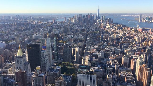 Aerial view of Downtown Manhattan from helicopter