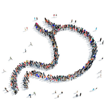people forming stomach shape on white clip art preview