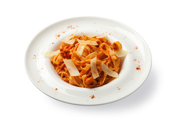 Pasta bolognese. High angle view.