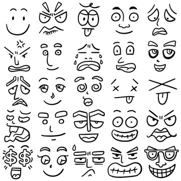 vector set of cartoon face